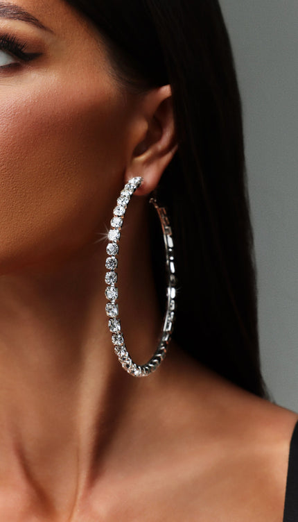 Sharina Taş Detaylı Büyük Halka Küpeler