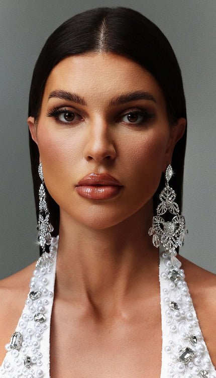 Baskılı Taş Detaylı Oyuk Küpe