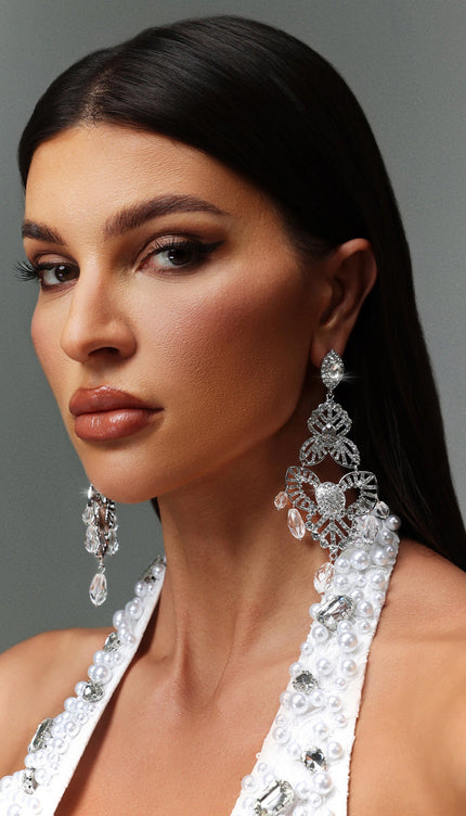 Baskılı Taş Detaylı Oyuk Küpe