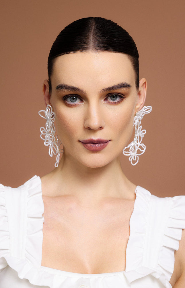 Naja İnci Çiçek Detaylı Küpeler