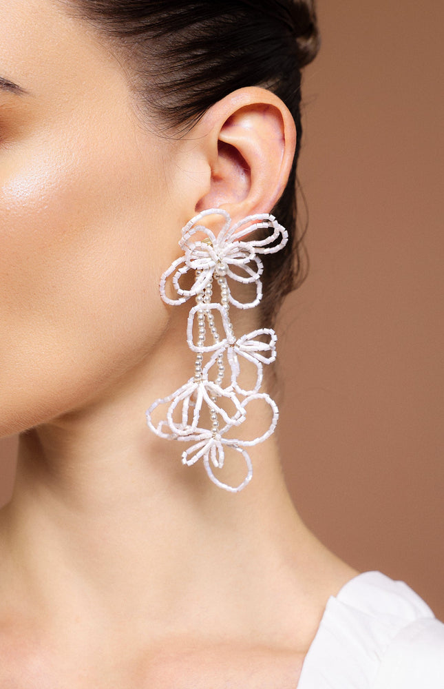 Naja İnci Çiçek Detaylı Küpeler