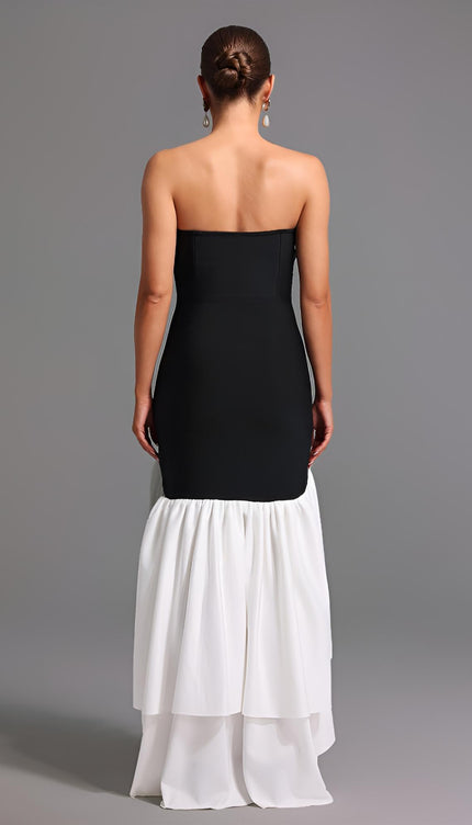 Lesley Straplez Yüksek Yırtmaçlı Midi Elbise