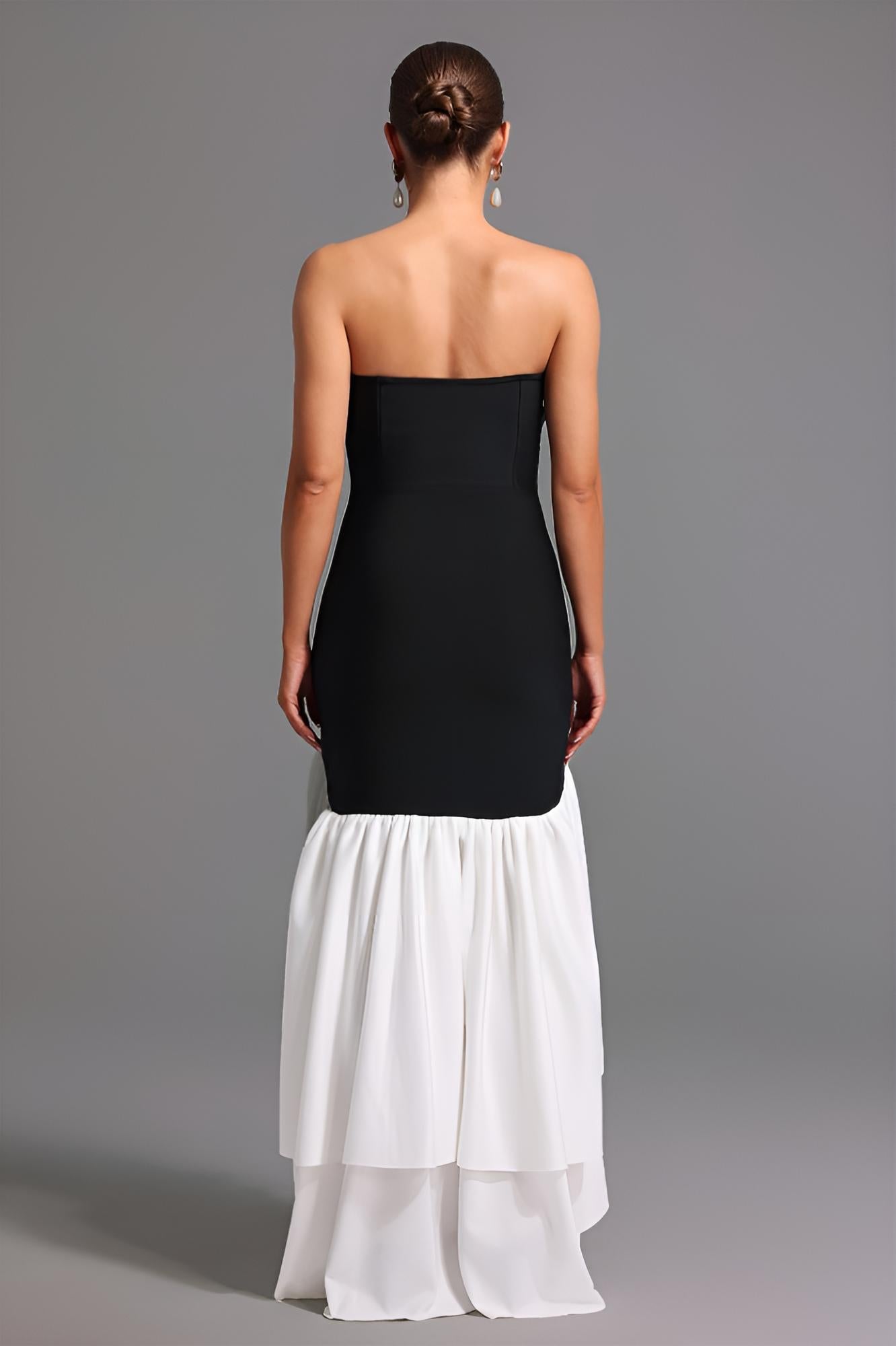 Lesley Straplez Yüksek Yırtmaçlı Midi Elbise