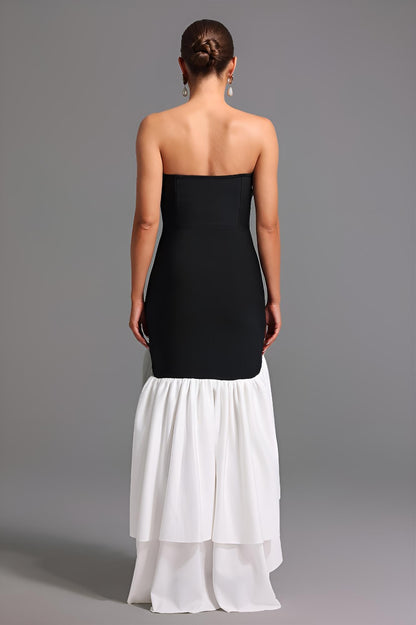 Lesley Straplez Yüksek Yırtmaçlı Midi Elbise