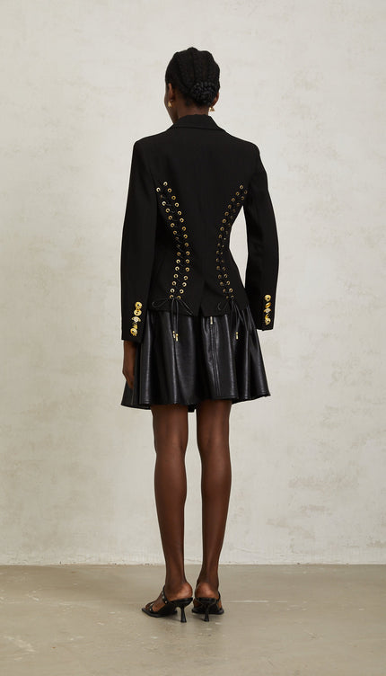 Sabine Siyah Bağcıklı Blazer