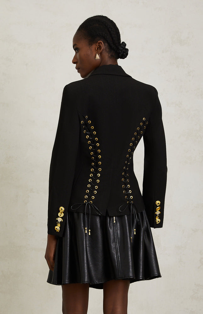 Sabine Siyah Bağcıklı Blazer