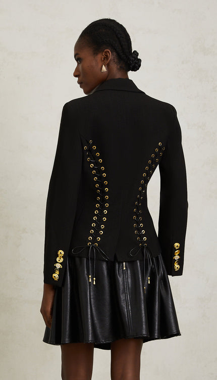 Sabine Siyah Bağcıklı Blazer