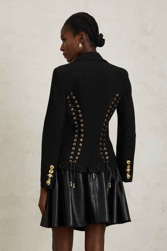 Sabine Siyah Bağcıklı Blazer