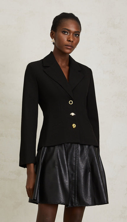 Sabine Siyah Bağcıklı Blazer