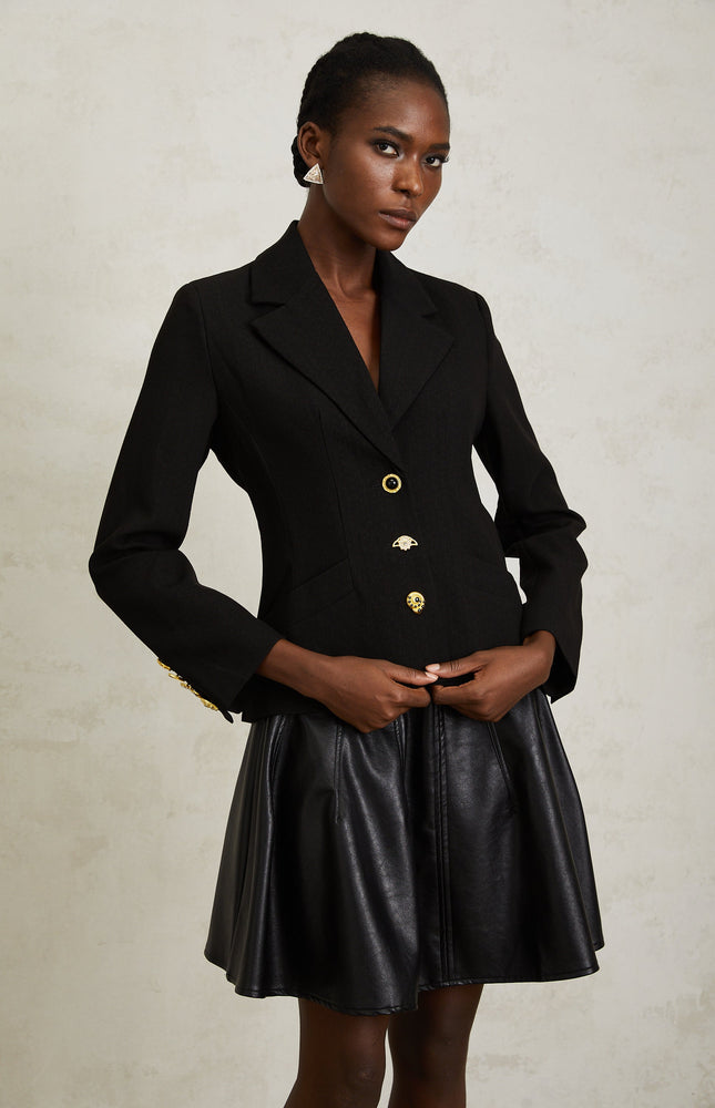 Sabine Siyah Bağcıklı Blazer