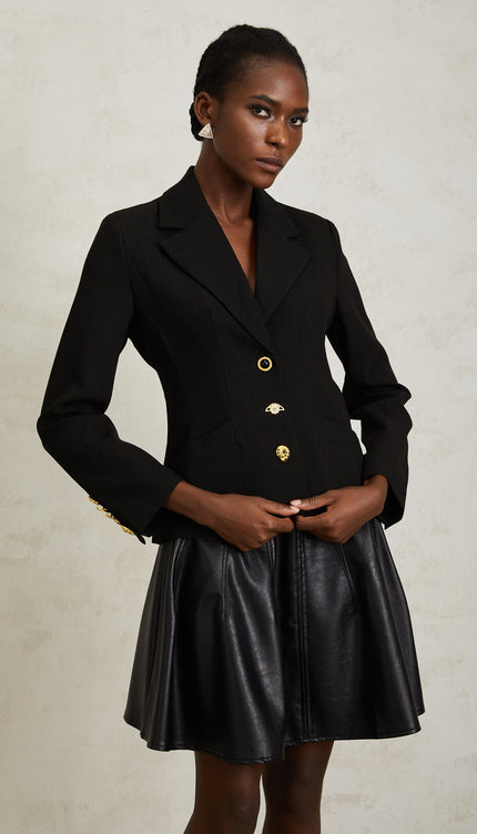 Sabine Siyah Bağcıklı Blazer