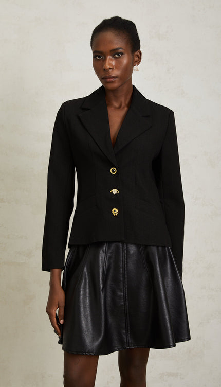 Sabine Siyah Bağcıklı Blazer