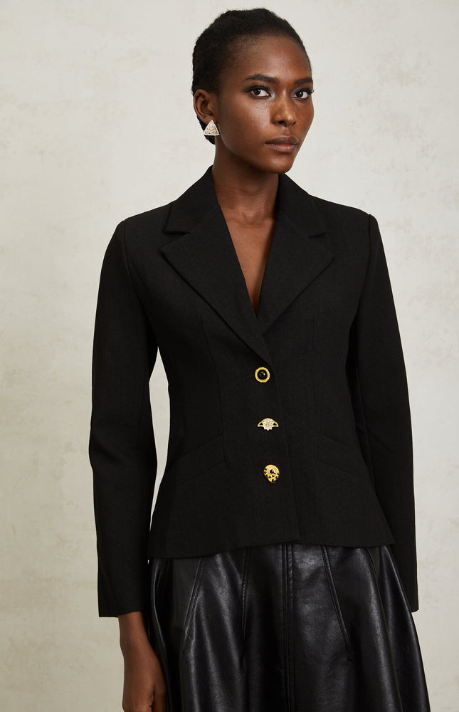 Sabine Siyah Bağcıklı Blazer