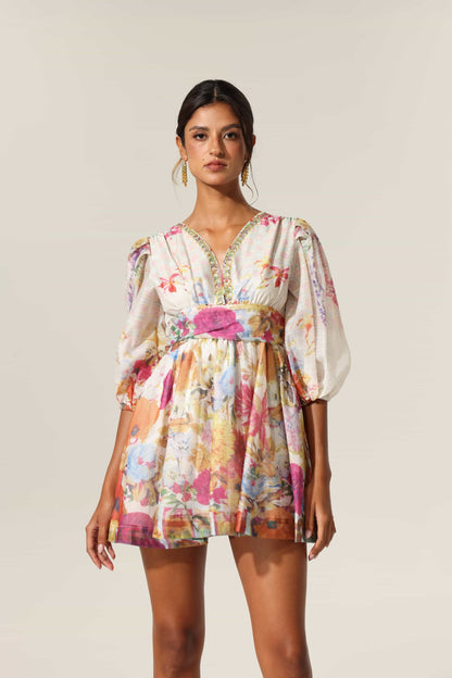 Floral Mirage Mini Elbise