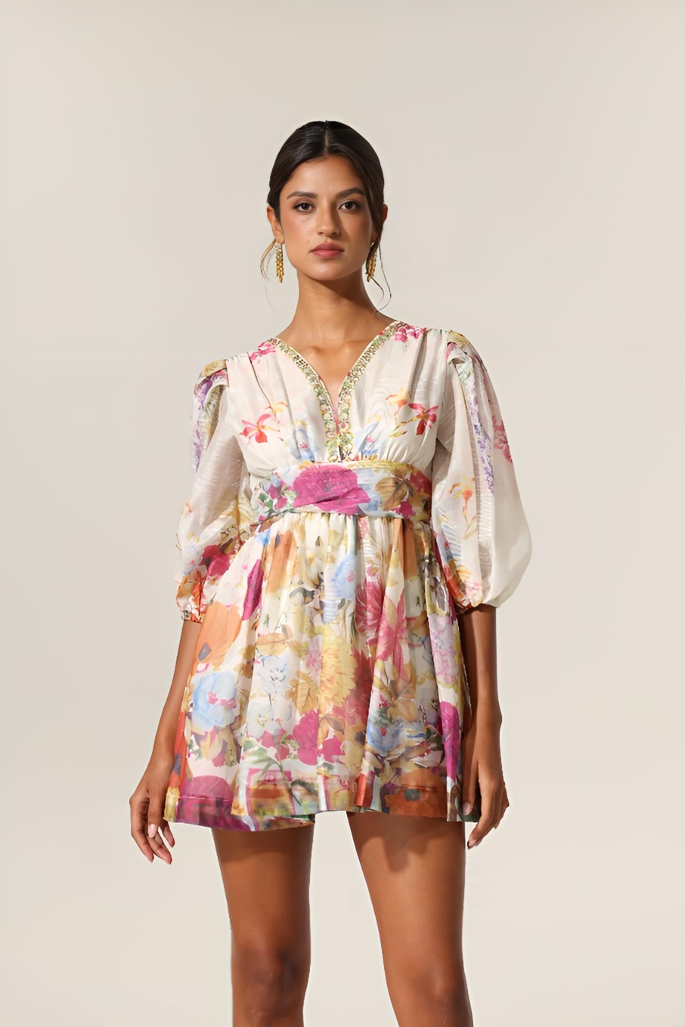 Floral Mirage Mini Elbise