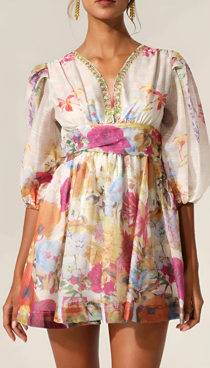 Floral Mirage Mini Elbise