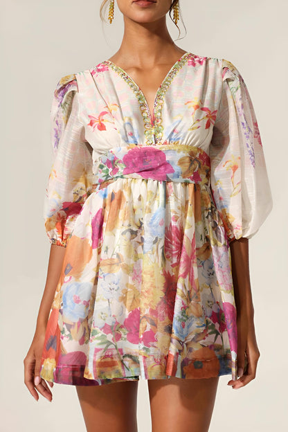 Floral Mirage Mini Elbise