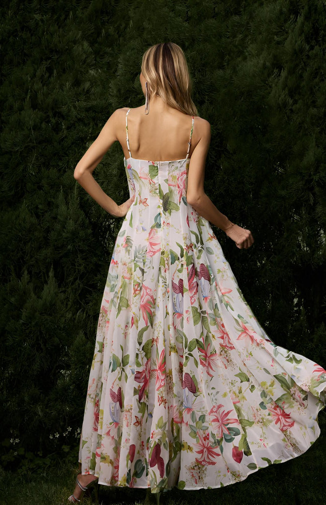 Flora Çiçek Desenli Maxi Elbise