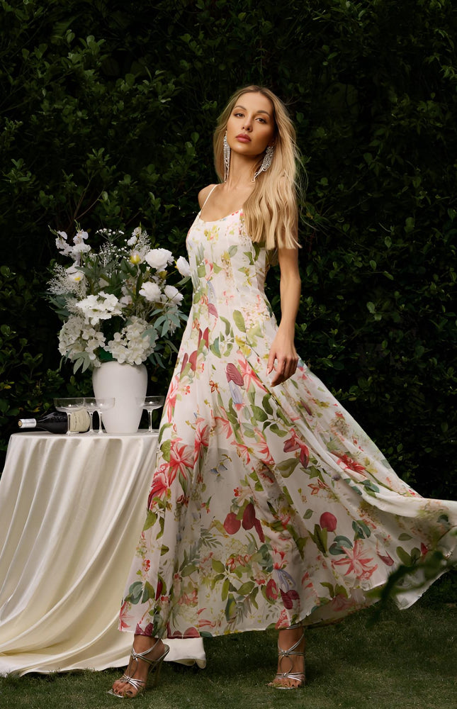 Flora Çiçek Desenli Maxi Elbise