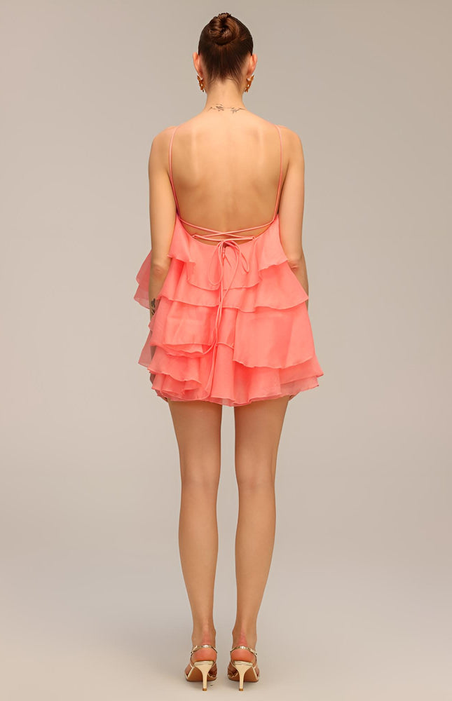 Rose Volanlı Mini Elbise