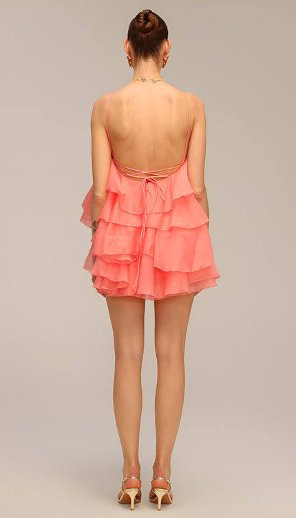 Rose Volanlı Mini Elbise