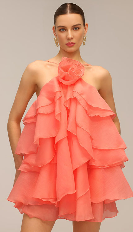 Rose Volanlı Mini Elbise