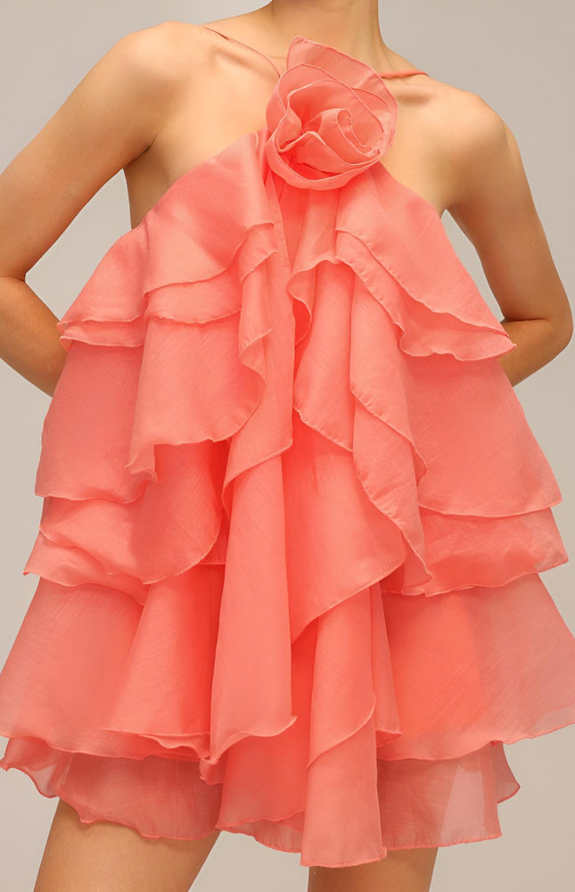 Rose Volanlı Mini Elbise