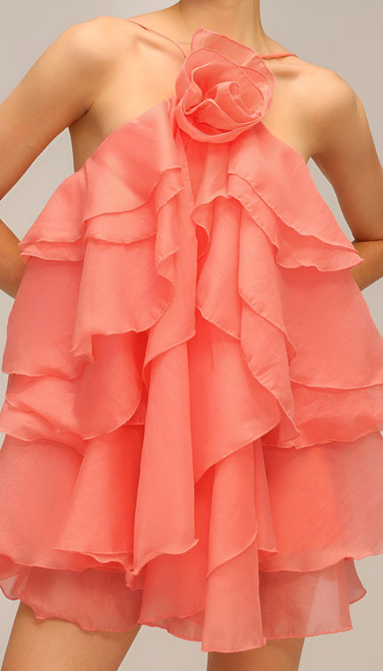 Rose Volanlı Mini Elbise