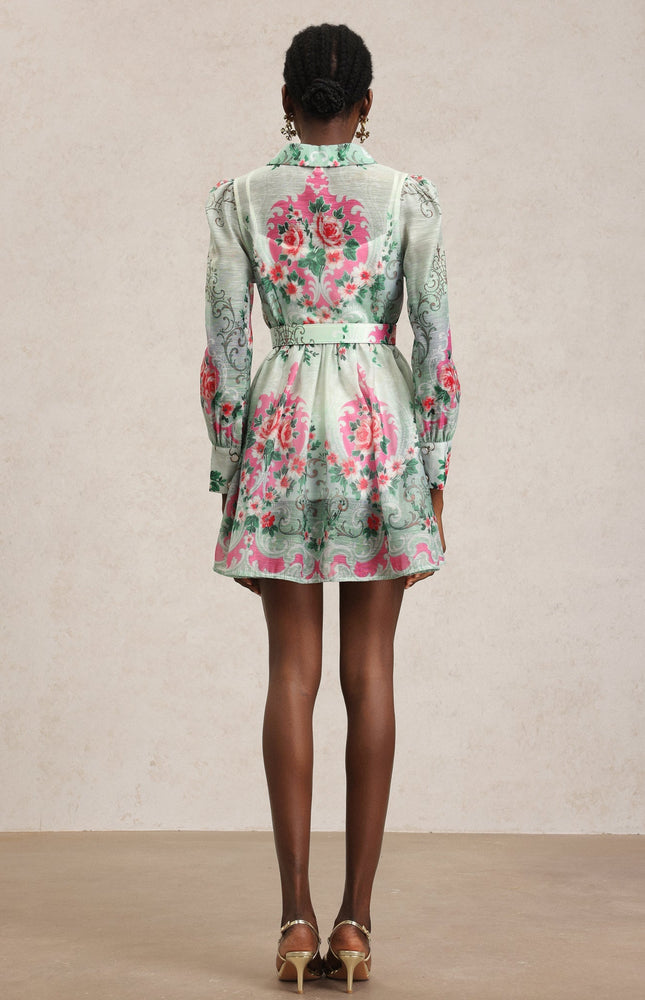 Emerald Bloom Mini Elbise