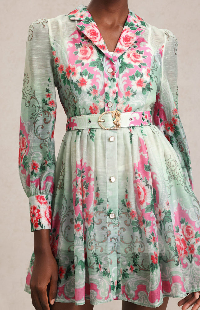 Emerald Bloom Mini Elbise