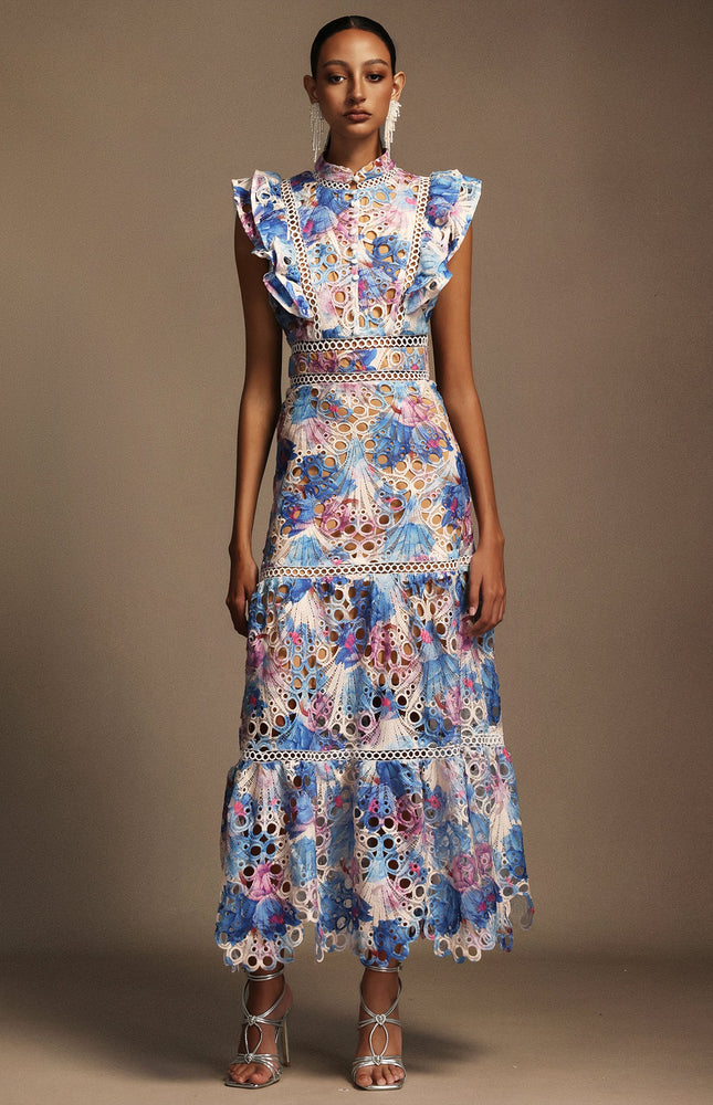 Celestial Çiçek Mavisi Elbise