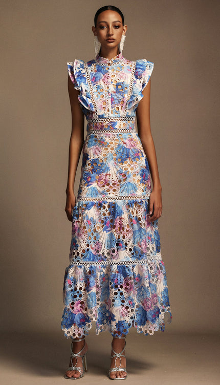 Celestial Çiçek Mavisi Elbise