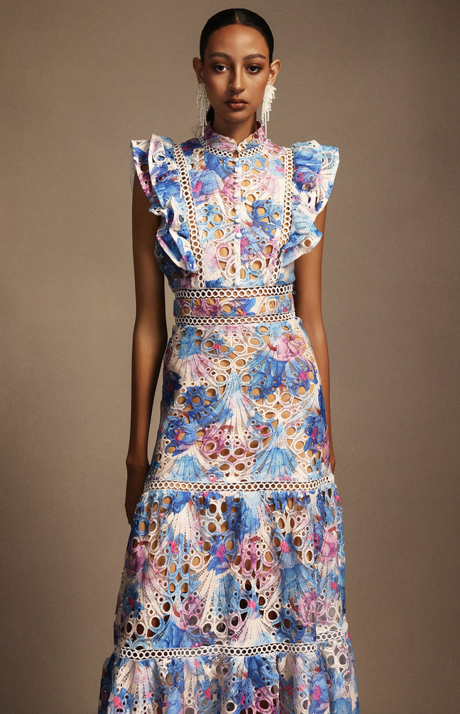 Celestial Çiçek Mavisi Elbise