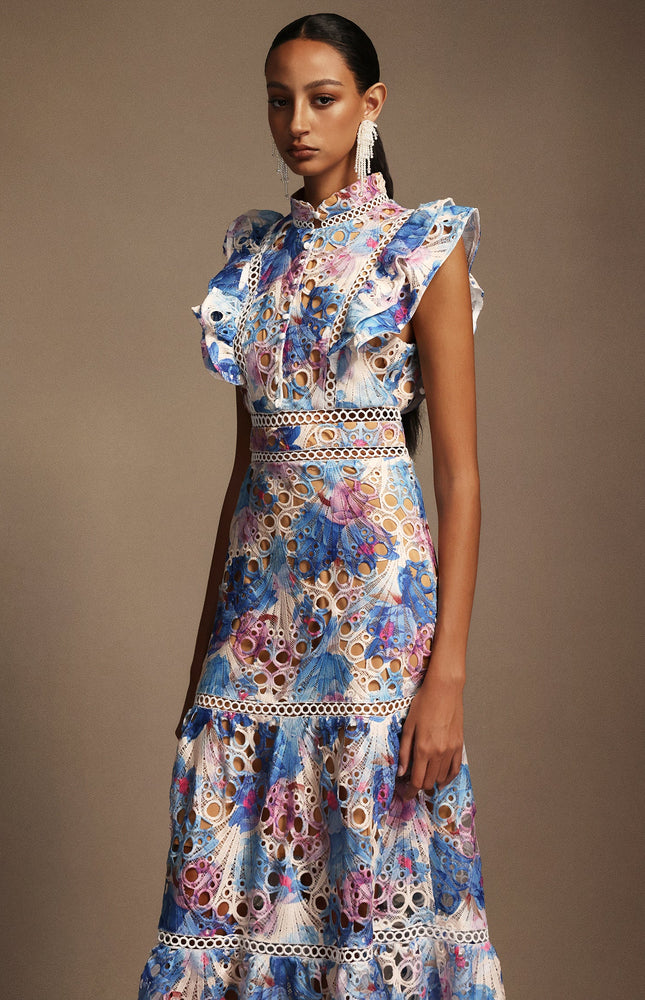 Celestial Çiçek Mavisi Elbise