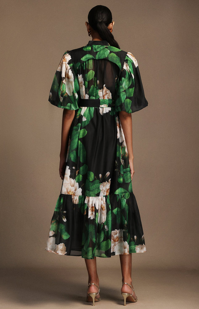 Botanic Desenli Midi Elbise