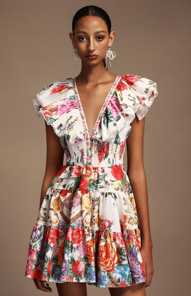 Flora Zarif Fırfırlı Elbise