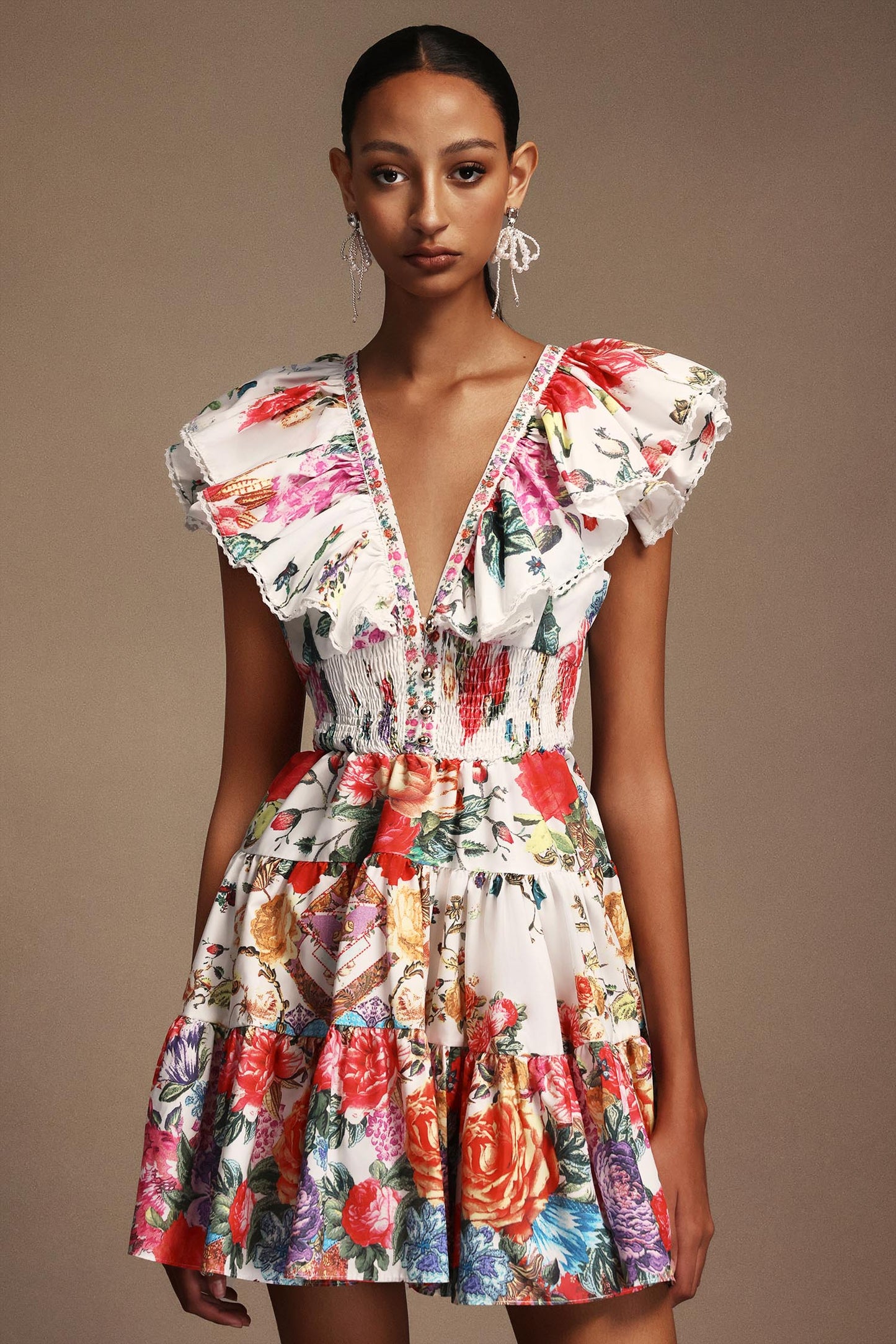 Flora Zarif Fırfırlı Elbise