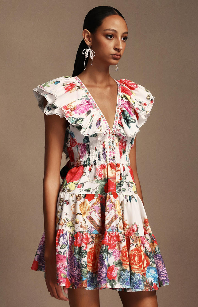 Flora Zarif Fırfırlı Elbise