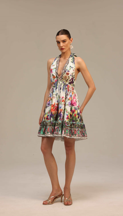 Garden Reverie Halter Elbise