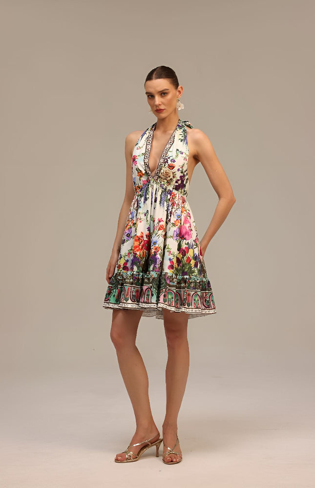 Garden Reverie Halter Elbise