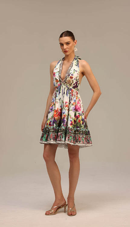 Garden Reverie Halter Elbise