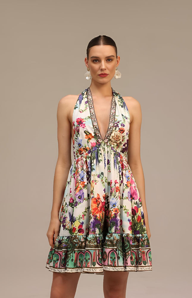 Garden Reverie Halter Elbise