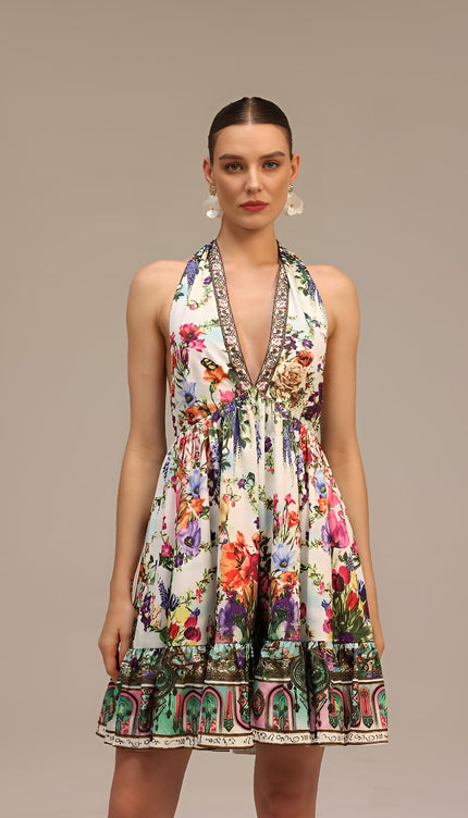 Garden Reverie Halter Elbise