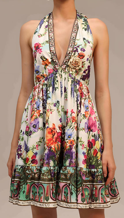 Garden Reverie Halter Elbise