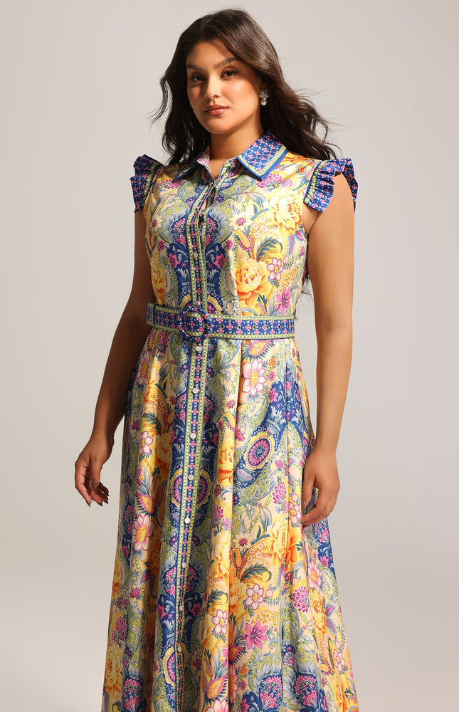 Botanic Kemerli Midi Elbise