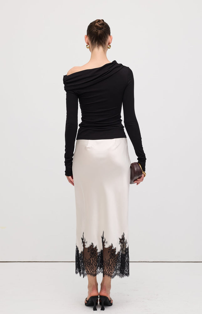 Dantel Saten Midi Etek