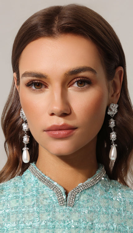 Teray İnci Püsküllü Asimetrik Küpeler