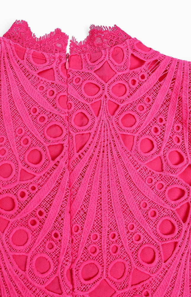 Fuşya Elegance Midi Elbise