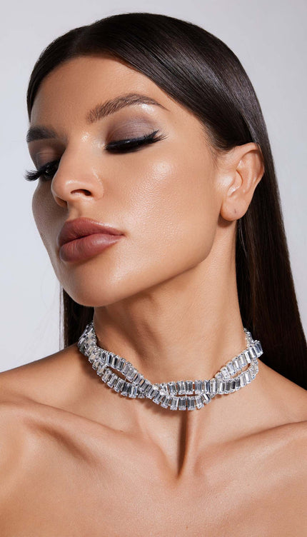 Donnica Çift Sıra Taş Detaylı Kolye