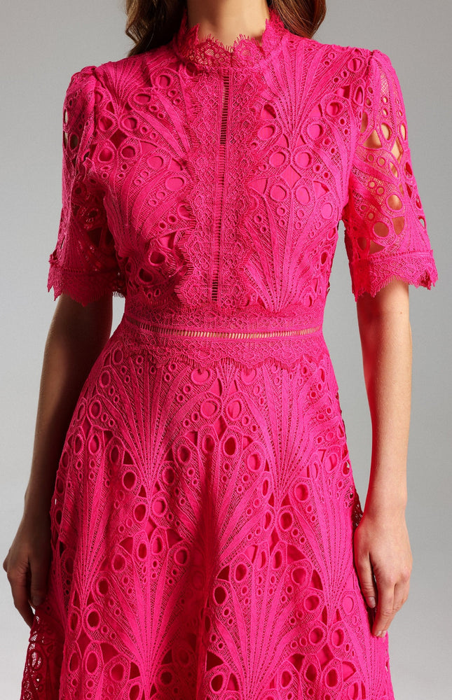 Fuşya Elegance Midi Elbise